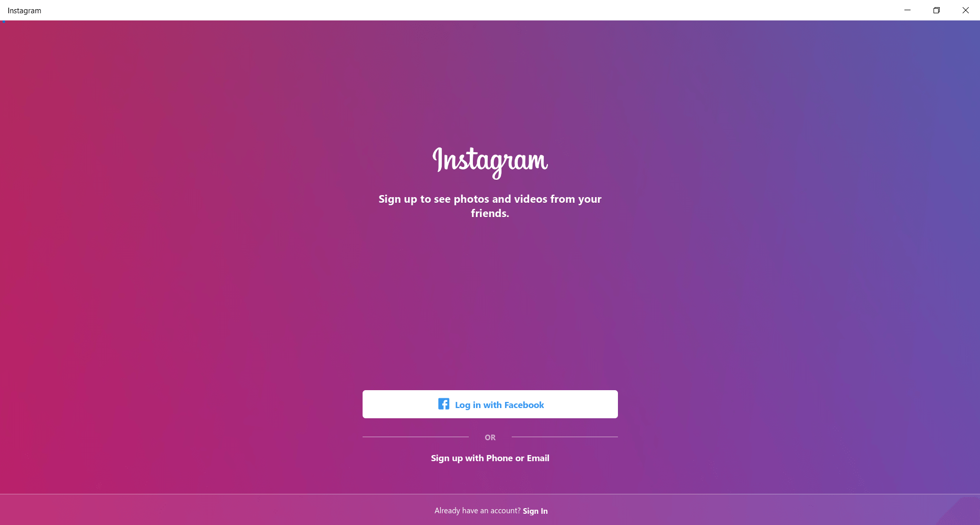 instagram desktop for win10